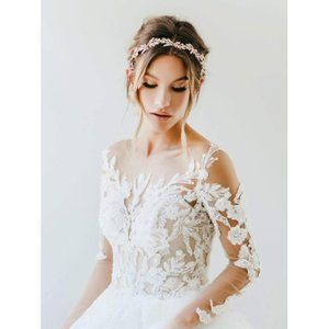 Bridal headpiece leaf gold rhinestone hair bridal wedding bridesmaid leaves